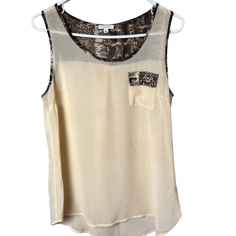 Edge Women's Sleeveless Dressy Flowy Tank Sz L - Picture 9 of 9